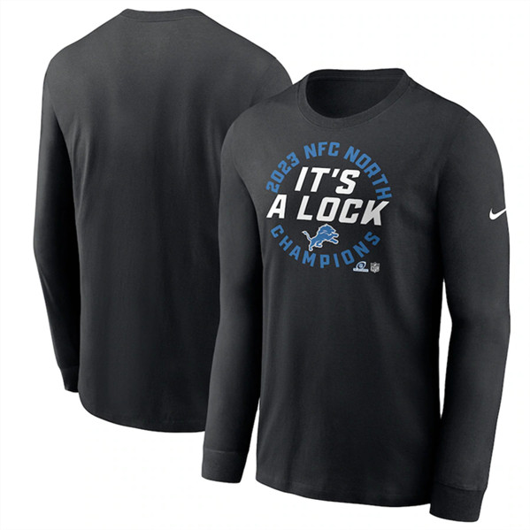 Men's Detroit Lions Black 2023 NFC West Champions Long Sleeve T-Shirt